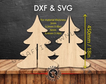 3D 18in / 450mm SVG DXF Christmas Tree file simple cute CNC router cutting cutter digital vector plans template for laser mdf acrylic wood