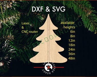 3D Large 36in / 900mm SVG DXF CNC standing Christmas Tree file simple router cutting digital vector cnc template for laser cut mdf wood