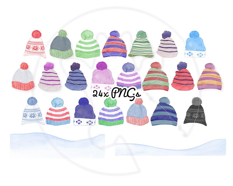 Watercolor Family Clipart Christmas Winter Hats Wooly Hats Etsy UK