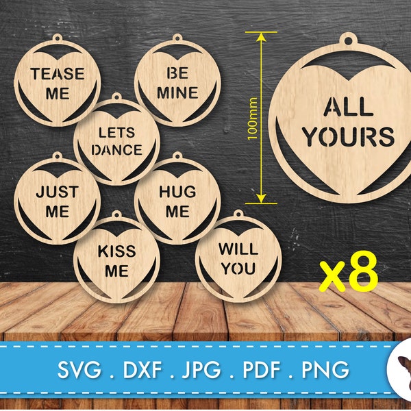 Valentines ornaments SVG Valentines Laser cut files Valentines Day decor Svg CNC files for wood Laser Cut Files laser cut template DXF files