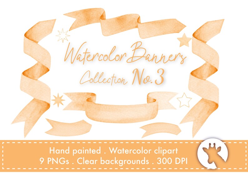 Fall Banner Watercolor Png Clipart Orange Banner Banners Etsy