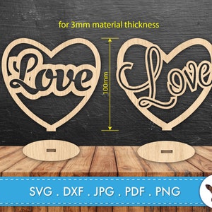 Wedding table centrepiece SVG file digital download Valentines day Laser cut decor DXF CNC file for wood Laser Cut Files laser cut template