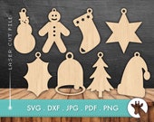 Christmas novelty gift tags SVG DXF file tree decorations CNC cutting router vector laser cut file cutter nordic style instant download
