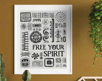 Boho Wall Art 'Free Spirit' | Printable tribal art, printable wall art, free spirit art, boho prints