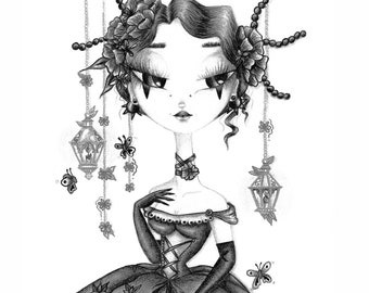 Lady Esmeralda Limited Edition Print | Victorian prints, Steampunk prints, gothic lady, victorian art, romantic goth