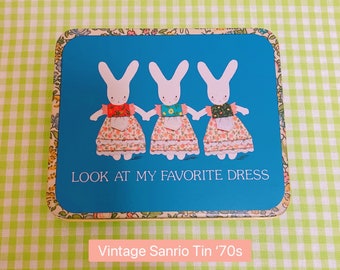 Vintage Sanrio Bunny Tin Trinket Box '70s | Trinket Container C.1978 or 1979 Old Bunny Sanrio Characters