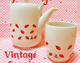 Vintage Sanrio Strawberry Fantasia Tea Set Unused Teapot and Tea cup Sanrio Kitchen Sanrio Non Character Item