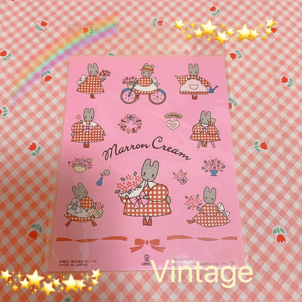 Vintage Marron Cream Sticker Sheet Sanrio 1992