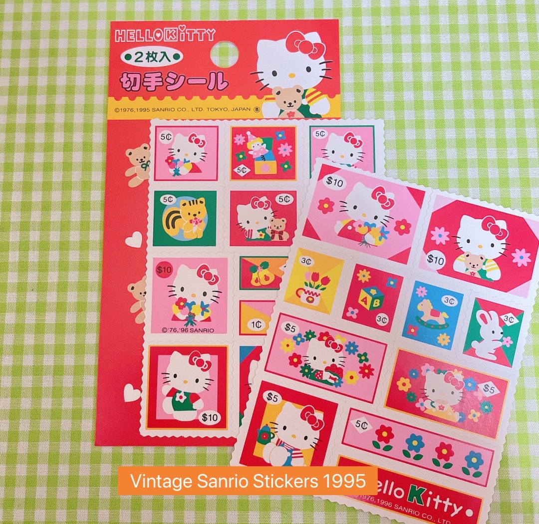 Vintage Sanrio Hello Kitty Stamp Sticker Sheet 1995 Collectible Sanrio ...