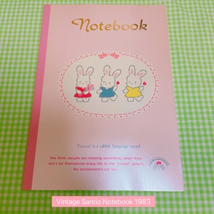 Quaderno scolastico vintage Sanrio Bunnies 1983 / Vecchia cancelleria Sanrio Rara scoperta