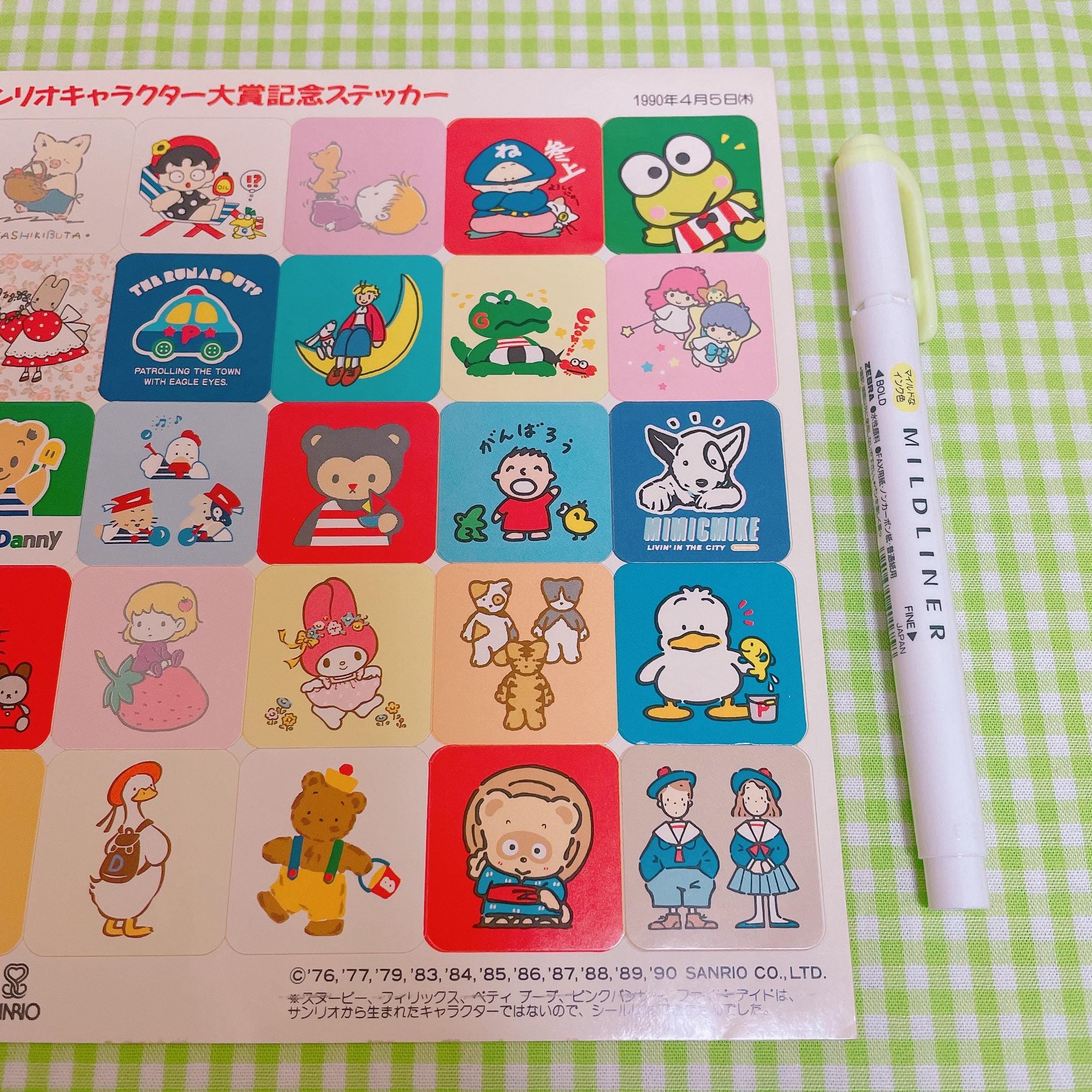 90年代のヴィンテージサンリオキャラクターノベルティステッカーシート