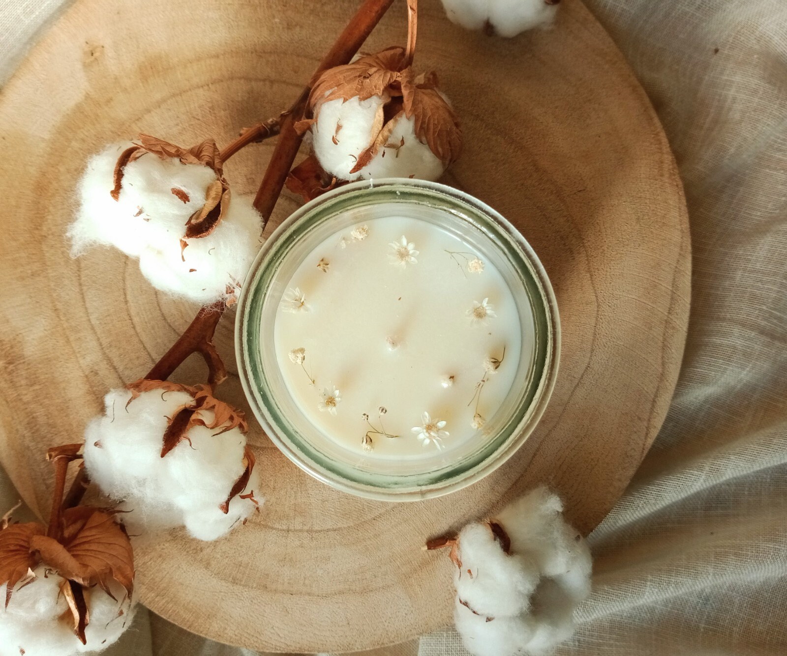 Fleur de Coton Bougie Fleurie Écologique Cire de Soja Biodégradable Parfum Grasse Fait à La Main Veg