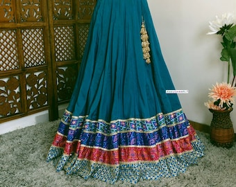 Made to Order Indian Teal Chinon Lehenga Skirt for Wedding Bridesmaid Skirt Maxi Skirt