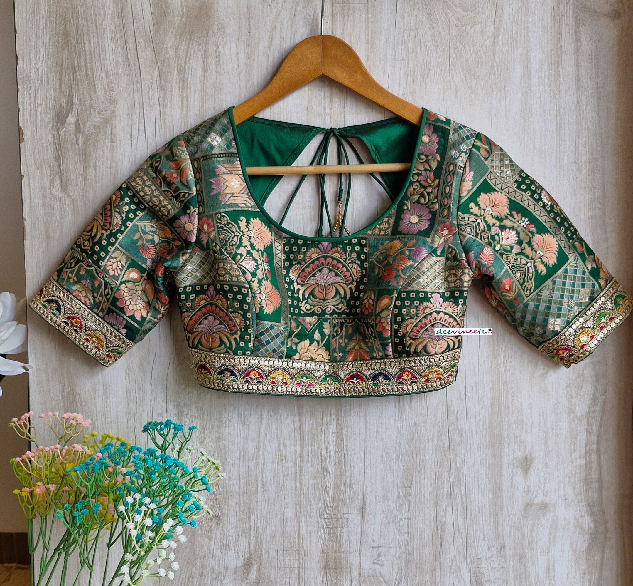 Made-to-order Green Jacquard Silk Indian Blouse DVBL_317 - Etsy