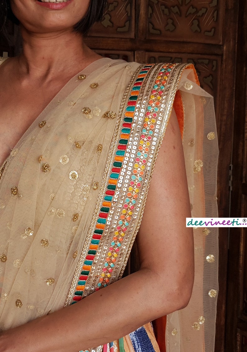 Made To Order Indian Designer Sequins Embroidered Multicolor Georgette Lehenga Choli for Wedding Bridesmaid Dress