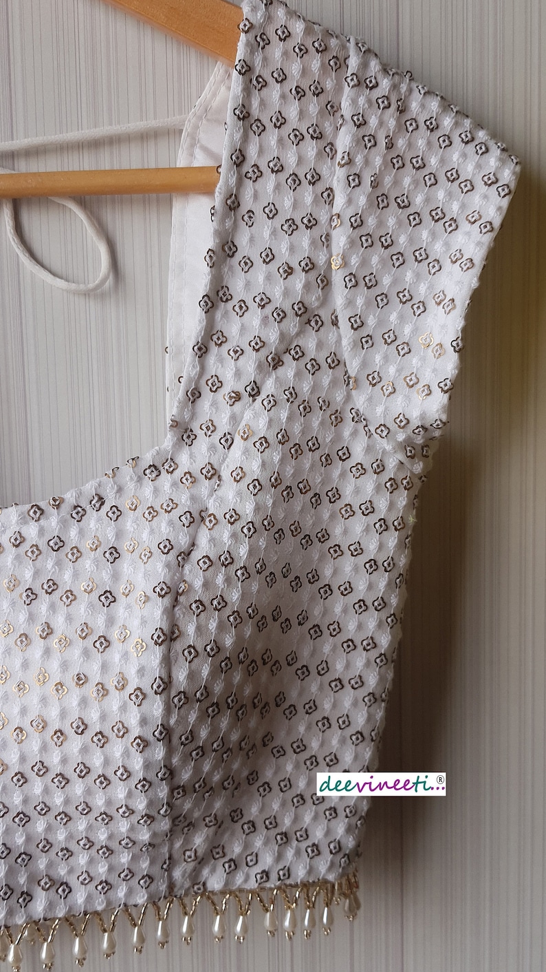 Made to Order Indian Thread Embroidered White Georgette Saree - Etsy