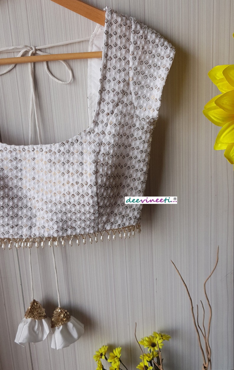 Made to Order Indian Thread Embroidered White Georgette Saree - Etsy