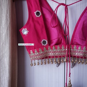 Made to Order Indian Designer Deep Rani Pink Silk Saree Lehenga Blouse ...
