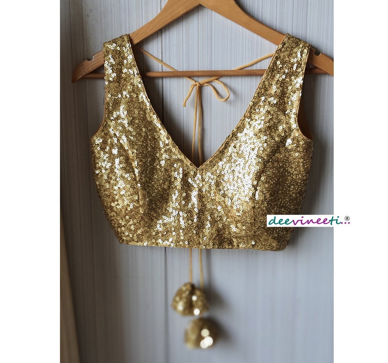 plain saree with sequin blouse