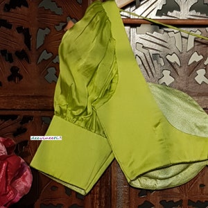 Leela Lime Green Mashru Silk Blouse - TARA main image 1