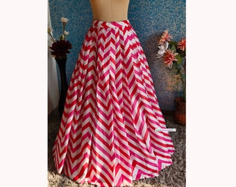 Made to Order Indian Chevron Print Multicolor Lehenga Skirt Wedding Bridesmaid Maxi Skirt