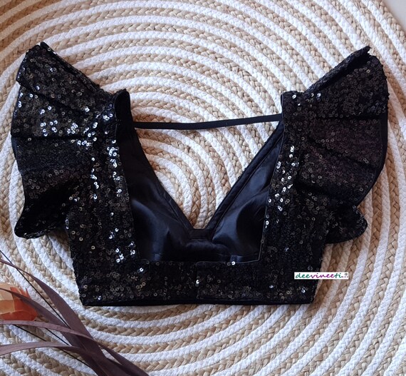 glitter black blouse