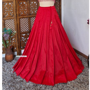 Made to Order Indian Solid Blended Raw Silk Lehenga Skirt for Wedding Bridesmaid Skirt Maxi Skirt DVLS_030.