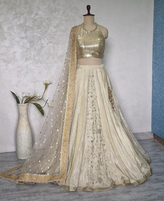 Made to Order Gold Tissue Silk Lehenga Choli, Indian Bridal Dress  DVMTD_0252 - Etsy Israel
