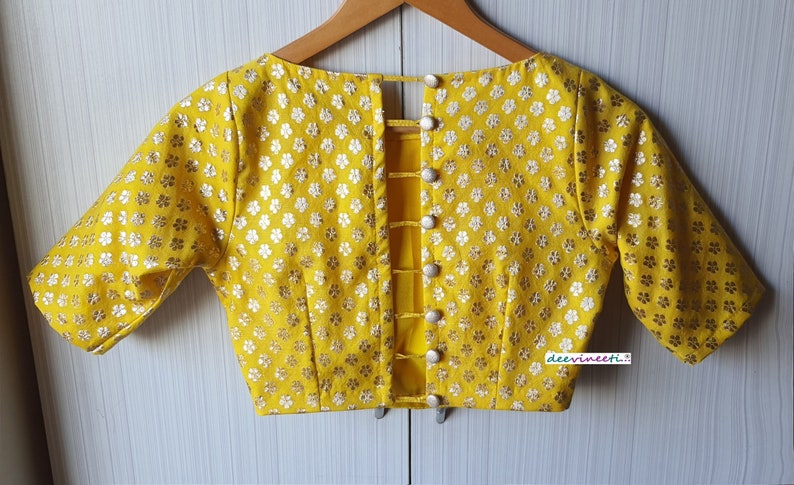 Yellow Chanderi Brocade Saree Lehenga Blouse