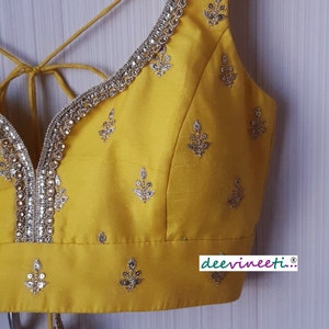 Made to Order Indian Yellow Embroidered Chanderi Lehenga Blouse ...