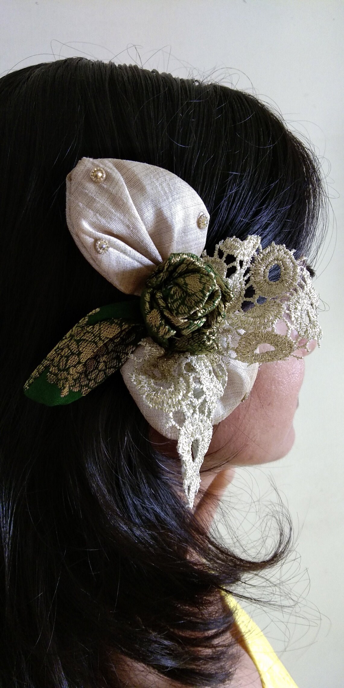 Indian Textile Flower Hand Made Hair Clip Juda Clips Beige Etsy