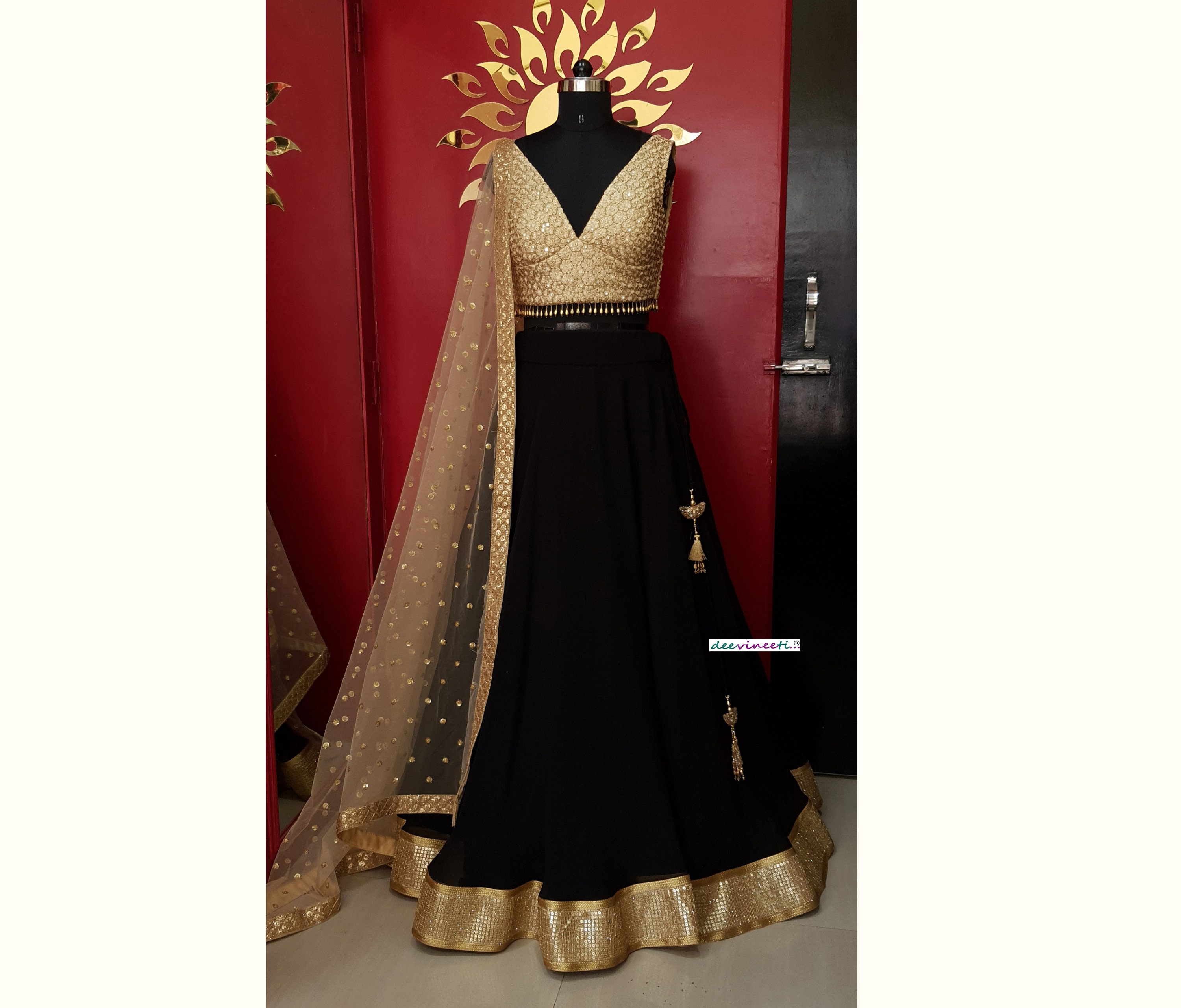 Black and gold indian gown best sale