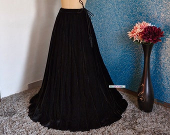 Made to Order Indian Black Velvet Lehenga Skirt Wedding Bridesmaid Maxi Skirt