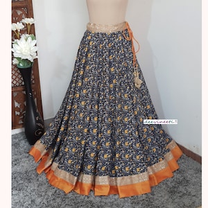 Made to Order Indian Navy Blue Polyester Lehenga Skirt for Wedding Bridesmaid Skirt Maxi Skirt DVLS_025.