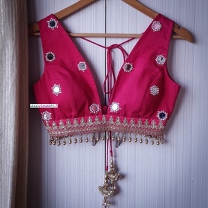 Made to Order Indian Designer Deep Rani Pink Silk Saree Lehenga Blouse ...