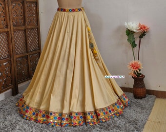 Made to Order Indian Dark Cream Blended Raw Silk Lehenga Skirt for Wedding Bridesmaid Skirt Maxi Skirt