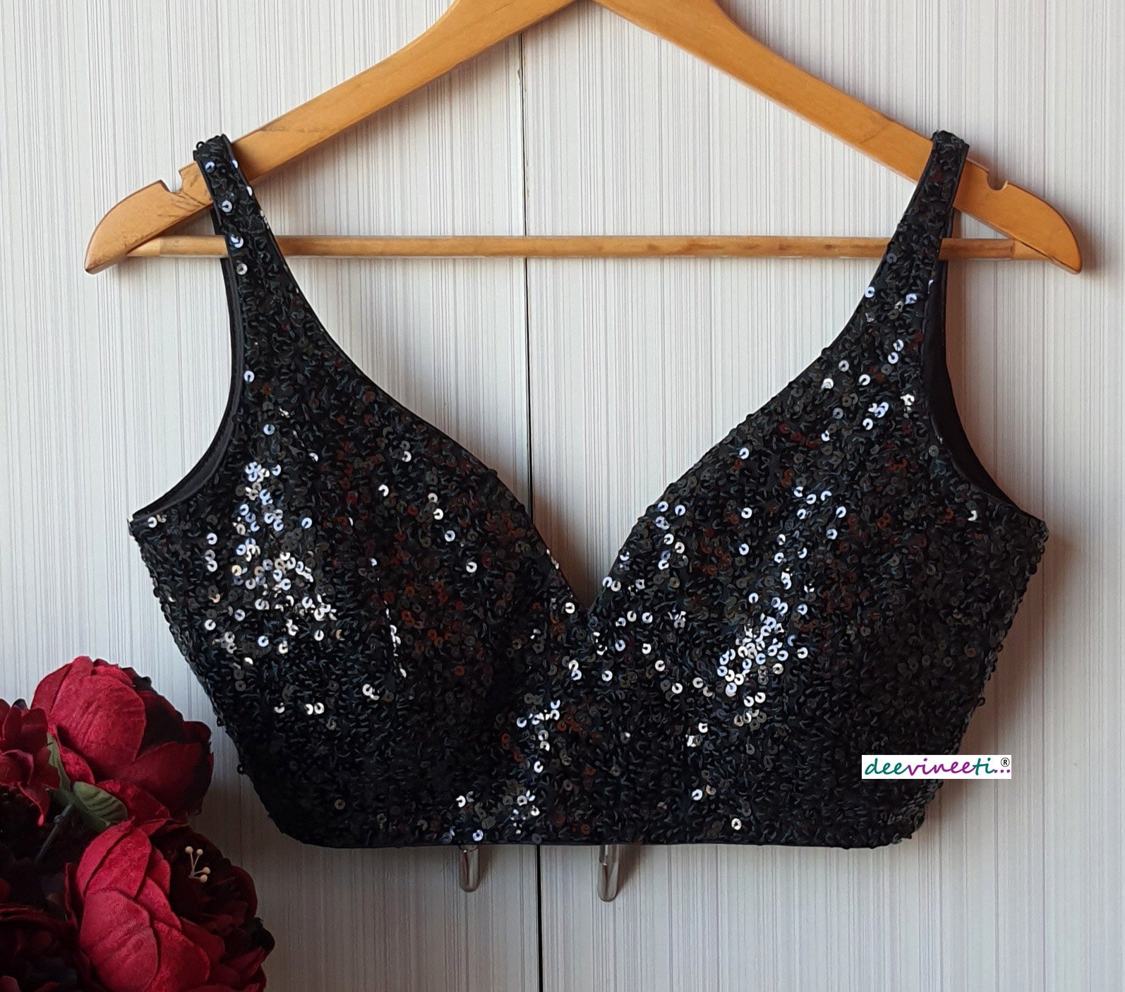 glitter black blouse