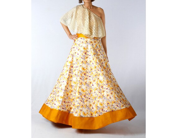 yellow floral maxi skirt