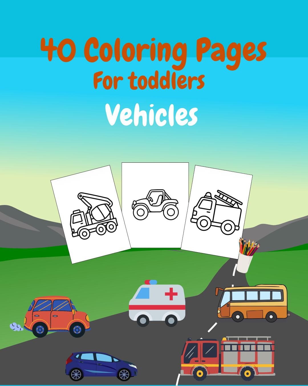 Kid Outline.pdf 40 Vehicle Coloring Pages for Toddlers | Printable PDF Cars Trucks ...