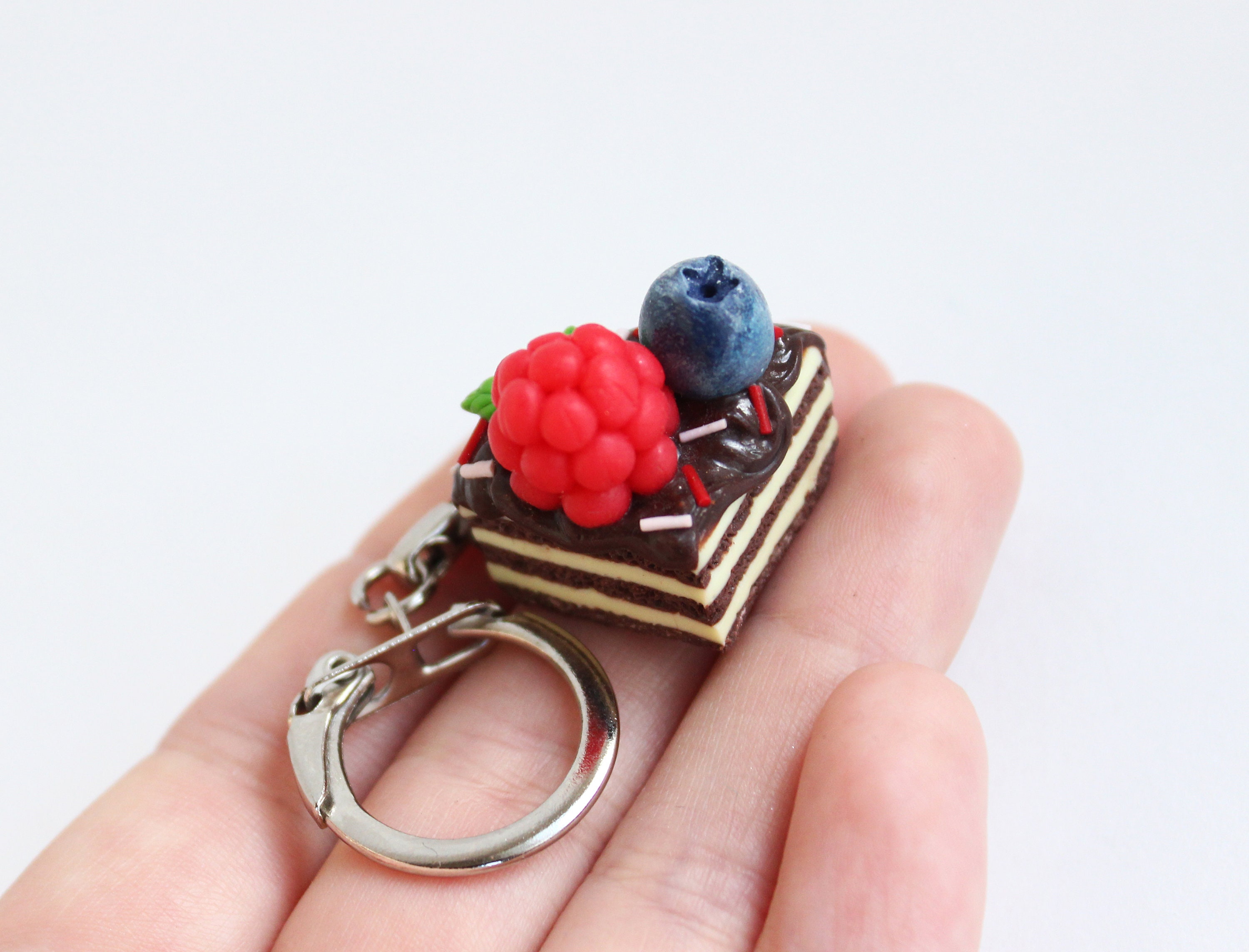 Keychain cake. Keychain with miniature food. Fake mini food. Etsy