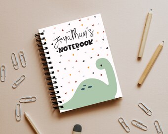 Personalised Dinosaur Notebook, Kids Personalised Diary, Homework Notebook, Study Notebook, Kids Dinosaur Gift