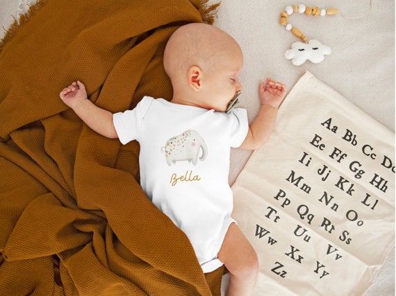 Boho Elephant Baby Vest Personalised Baby Grow Baby Girl Bodysuit