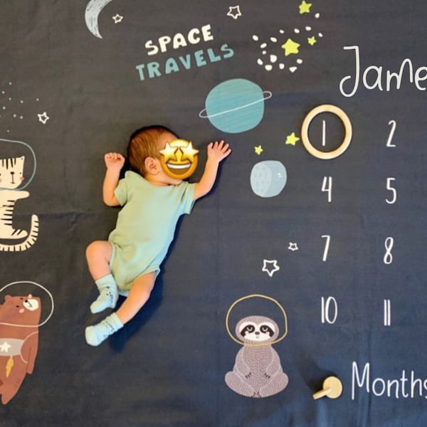 Baby Boy Milestone Blanket Etsy