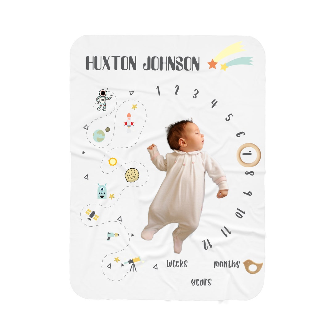Space Milestone Blanket Boy Milestone Blanket Outer Space Milestone Mat