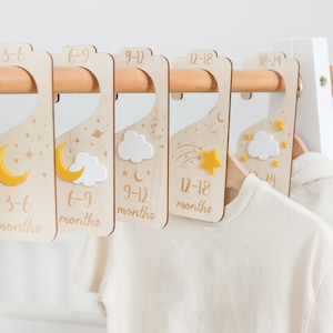 0-24 mois Diviseurs de vêtements pour bébés en bois, organisateur de placard, organisation de garde-robe de pépinière, pépinière neutre en matière de genre, cadeau de baby shower image 2