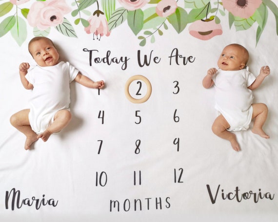 Twin Milestone Blanket Flower Milestone Blanket Girl Milestone Mat Unique Baby Gift Personalized Milestone Blanket Etsy Canada