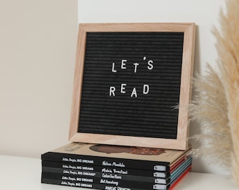 Black Felt Letter Board - Square Wood Message Board for Boy Nursery Kitchen or Home Decor - New Home Gift