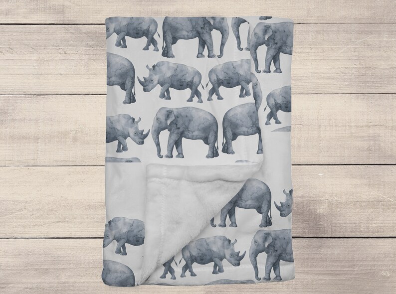 Rhino Baby Blanket Rhino Baby Bedding Safari Nursery Decor Etsy