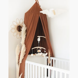 Brown Kids Canopy Tent, Playroom Curtain, Nursery Reading Nook, Children&#39;s Crib Decor, Baby Room Decor