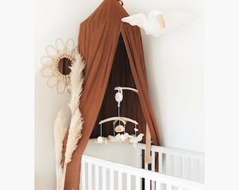 Brown Kids Canopy Tent, Playroom Curtain, Nursery Reading Nook, Children's Crib Decor, Baby Room Decor